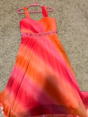 Speechless Girls Pink and Orange Ombre Formal Dress with Beaded Waist
